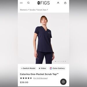 Figs Women's Scrub Top in Navy